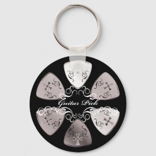 Guitar Pick Round-W Sleutelhanger