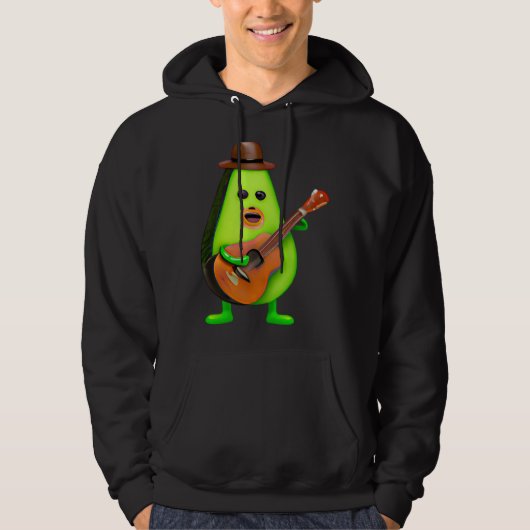 Guitar Playing Avocado Hoodie (Voorkant)