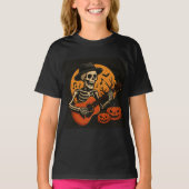Guitar-Playing Skull Halloween T-Shirt (Devant)