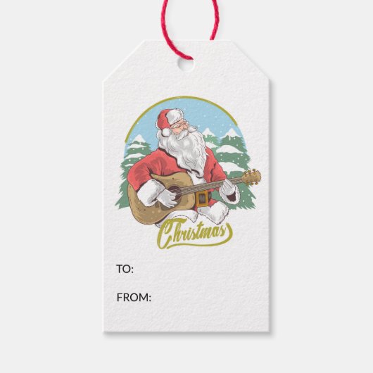 Guitar Plays Santa Claus | Kerstmis Cadeaulabel (Voorkant)