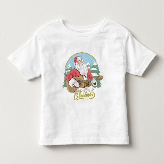 Guitar Plays Santa Claus | Kerstmis Kinder Shirts (Voorkant)