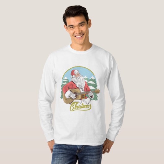 Guitar Plays Santa Claus | Kerstmis T-shirt (Voorkant volledig)