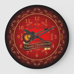 Guitar, pretkerst, maroon en zwart ~ grote klok
