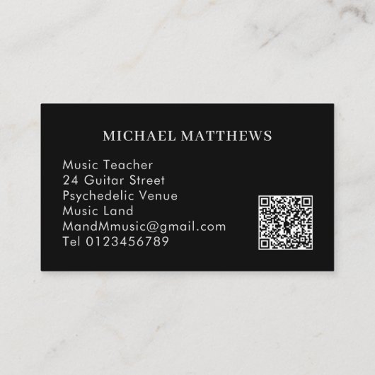 Guitar Professional Musicus Custom QR Code Visitekaartje (Achterkant)