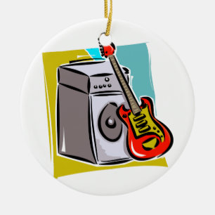 Guitar Red Leaning op Amp Graphic Keramisch Ornament
