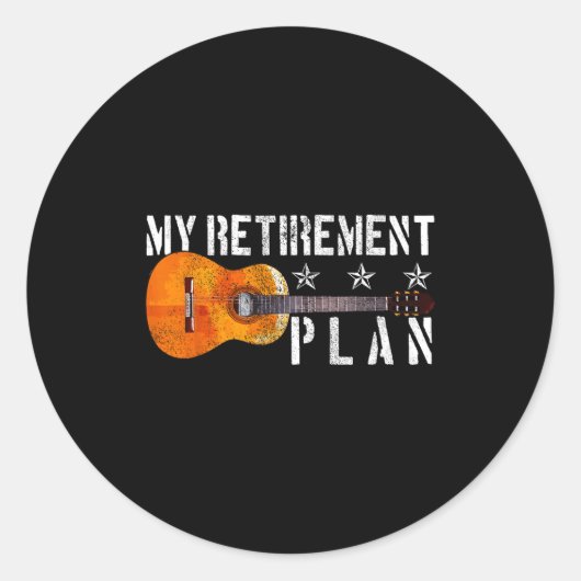 Guitar Retirement Plan - Funny Gift For Retired Gu Ronde Sticker (Voorkant)