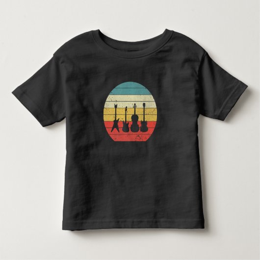Guitar  Retro Sunset Guitar Music Gift Kinder Shirts (Voorkant)