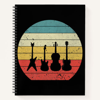 Guitar Retro Sunset Guitar Music Gift Notitieboek