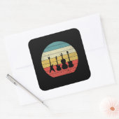 Guitar  Retro Sunset Guitar Music Gift Vierkante Sticker (Envelop)
