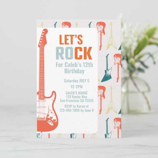 Guitar Rock en Roll Music Rockstar Birthday Kaart (Staand voorkant)