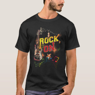 Guitar Rock en Roll Skull Guitarist Retro T-shirt