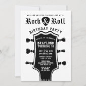 Guitar Rock N Roll Birthday Invitation Kaart (Voorkant)