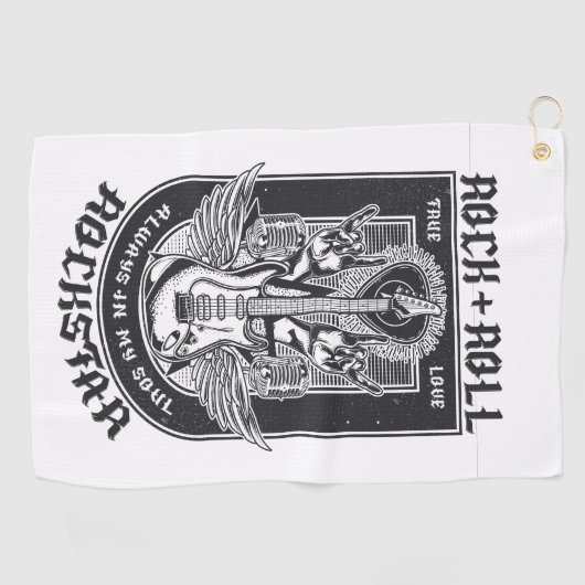 Guitar Rock-ontwerp Golfhanddoek (Horizontaal)
