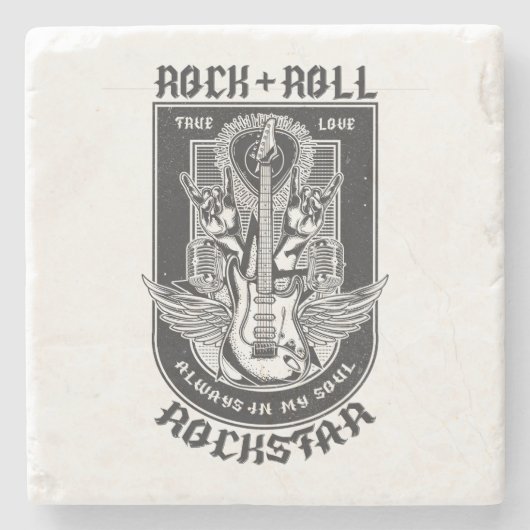 Guitar Rock-ontwerp Stenen Onderzetter (Voorkant)