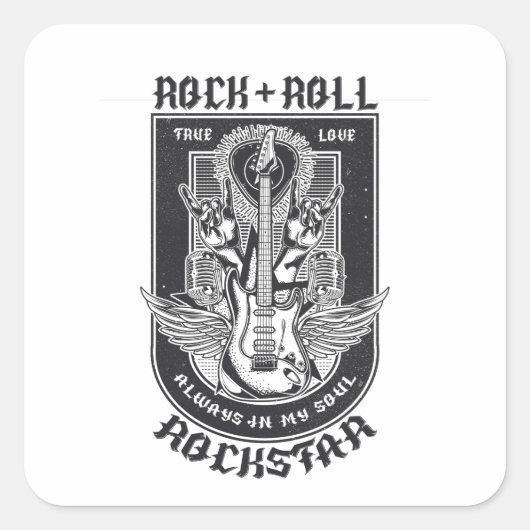 Guitar Rock-ontwerp Vierkante Sticker (Voorkant)