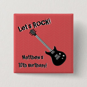 Guitar Rock Star Vierkante Button 5,1 Cm