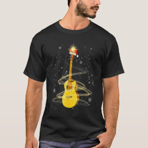 Guitar Santa Hat kerstboom Funny Music Loopt op T-shirt