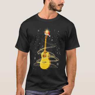 Guitar Santa Hat kerstboom Funny Music Loopt op T-shirt