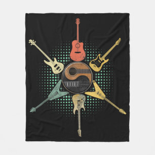 Guitar Shirt. Retrostijl, cadeau voor gitarist Fleece Deken