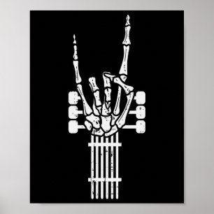 Guitar Skeleton Rock N Roll Rocker Sign Punk Hallo Poster