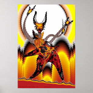 Guitar Spelers van de Verre ruimtereeks Vuur Poster