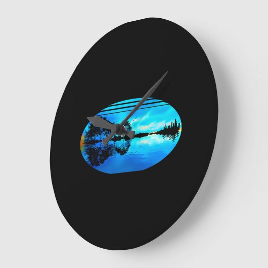 Guitar Sunset Sky Trees City Lake Reflection Grote Klok (Hoek)