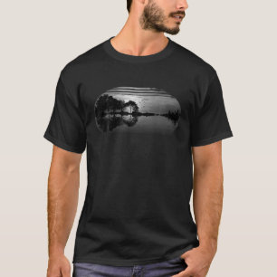 Guitar Sunset Sky Trees City Lake Reflection Styli T-shirt