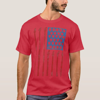 Guitar T US Flag Rock Guitar 1444 T-shirt