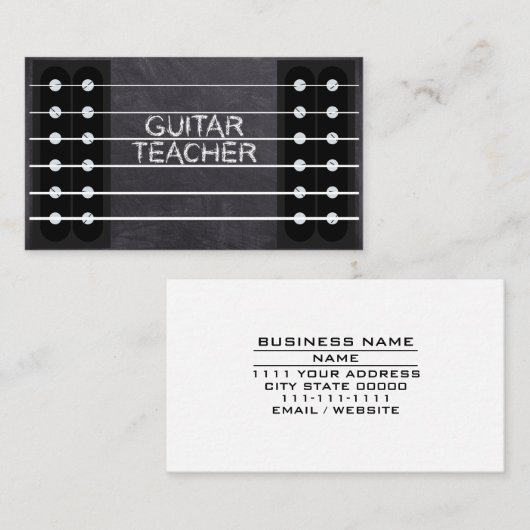 Guitar Teacher Lessons Music Instructor Cool Chalk Visitekaartje (Voorkant / Achterkant)