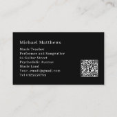 Guitar Teacher Musician Custom QR Code Visitekaartje (Achterkant)