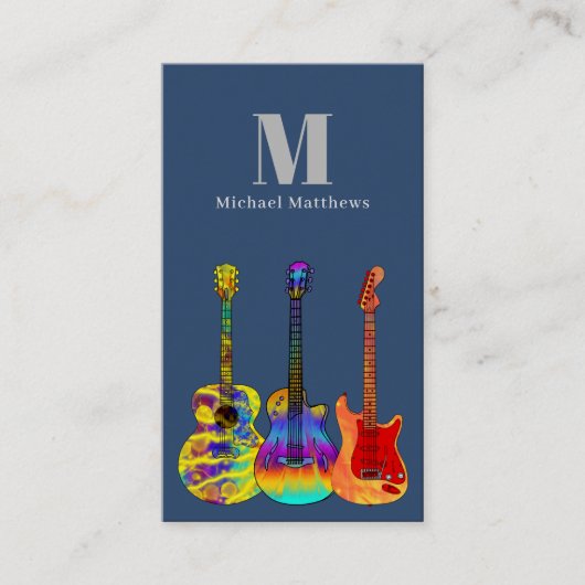 Guitar Teacher Musician Custom QR Code Visitekaartje (Voorkant)