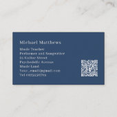 Guitar Teacher Musician Custom QR Code Visitekaartje (Achterkant)