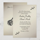 Guitar Theme Antiek Gold Wedding Uitnodiging (Voorkant / Achterkant)