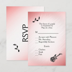 Guitar Theme Roze Blush RSVP met menukeuze Kaartje