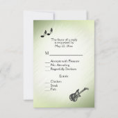 Guitar Theme Verbluffende Groene RSVP met de Keuze (Voorkant)