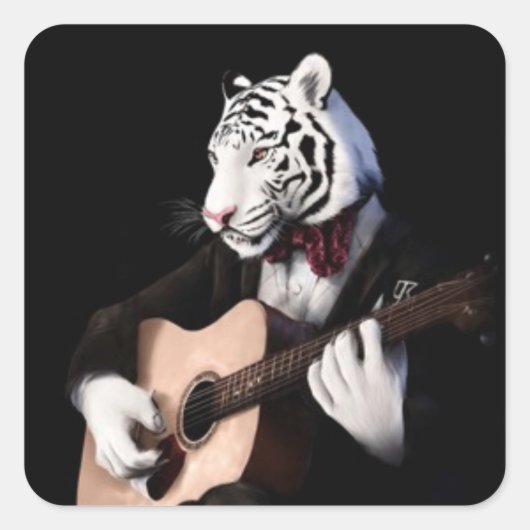 Guitar Tiger – Playful Sticker Illustration (Devant)