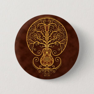Guitar Tree, Golden Brown Ronde Button 5,7 Cm