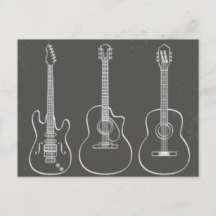 Guitar trio retro grunge briefkaart