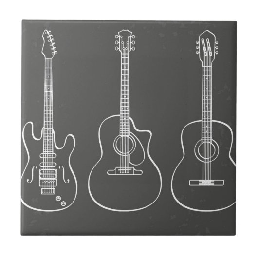 Guitar trio retro grunge tegeltje (Voorkant)