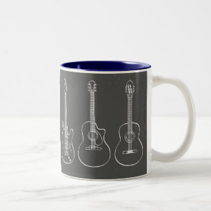 Guitar trio retro grunge tweekleurige koffiemok