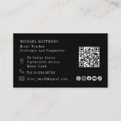 Guitar Tutor Musician Custom QR Code Social Media Visitekaartje (Achterkant)