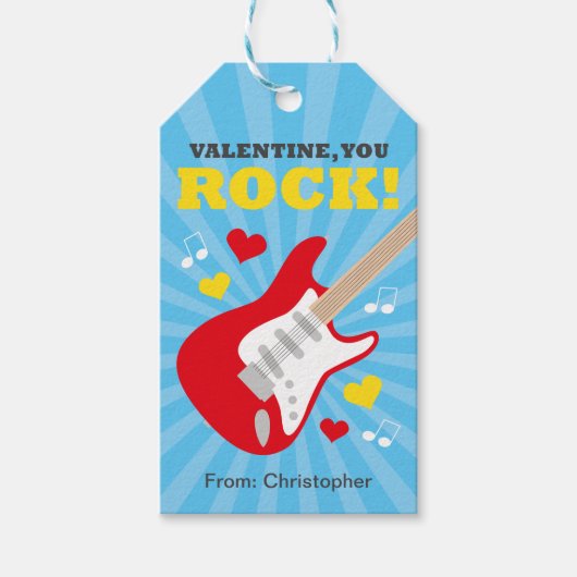 Guitar Valentijn Gift Label voor kinderen Cadeaulabel (Voorkant)