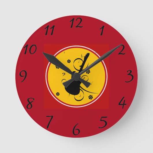 Guitar Wall Clock Ronde Klok (Voorkant)