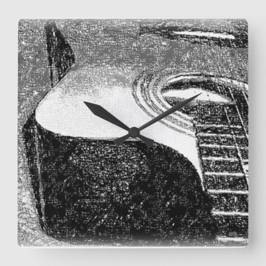 Guitar Wall Clock Vierkante Klok (Voorkant)