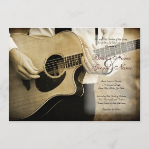 Guitar Wedding Invitation Kaart