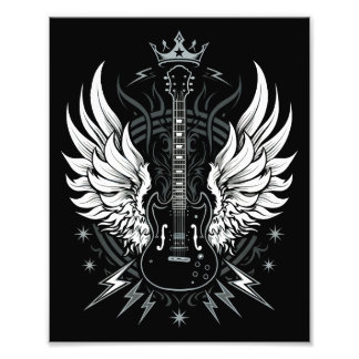 Guitar Wings Vintage Retro Music Foto Afdruk