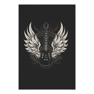 Guitar with angel wings perfect poster