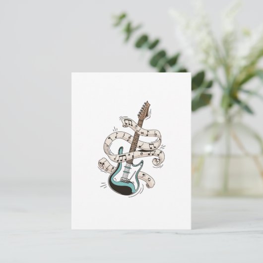 guitar with notes briefkaart (Staand voorkant)