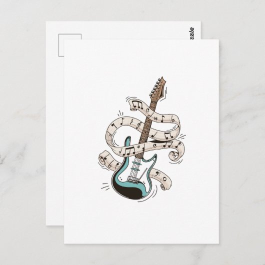 guitar with notes briefkaart (Voorkant / Achterkant)