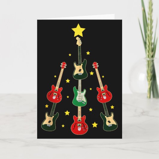 Guitar Xmas Tree Musical Guitar Lovers Guitarist C Kaart (Voorkant)